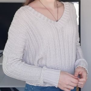 Brandy Melville Cream Knit V-neck Sweater